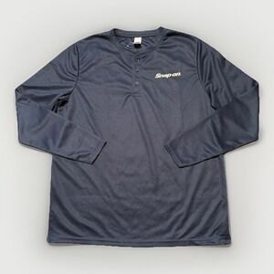 Snap On Tools‎ Long Sleeve Shirt Blue Men's XL Polyester Lightweight Henley